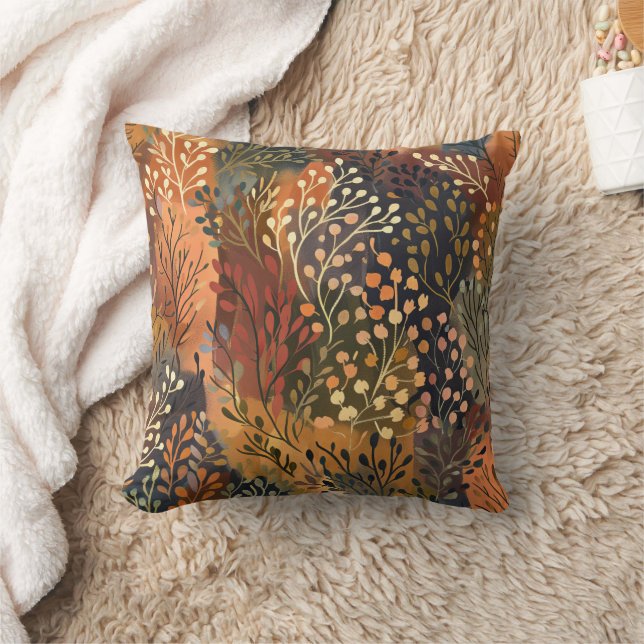 Botanical Yellow Orange Leafy Floral Kissen (Decke)