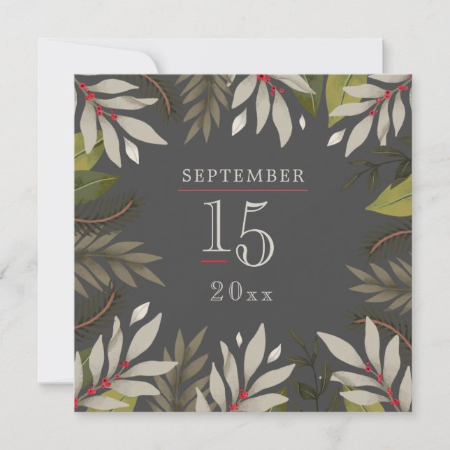 Botanicalme | GRAU | Save the Date Karte (Vorderseite)