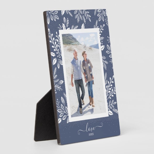 Botanicals auf Blue Easel Back Frameless Foto Fotoplatte (Seite)