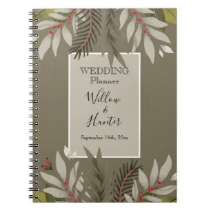 Botanicals auf dem Tan Weddingplaner Notizblock