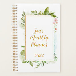 Botanicals Gold Pink Geometric Floral Personal Planer