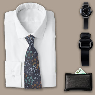 Botanicals Herbst Twigs Mitternacht Blau Krawatte