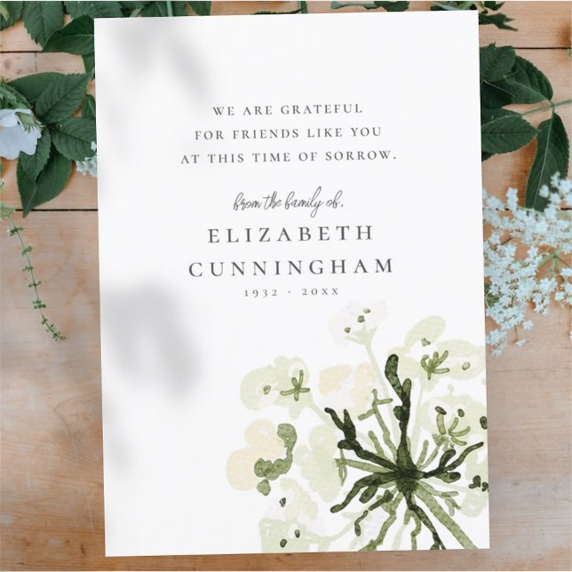 Botanicals Memorial Wasserfarben Bellinzona Dankeskarte (Von Creator hochgeladen)