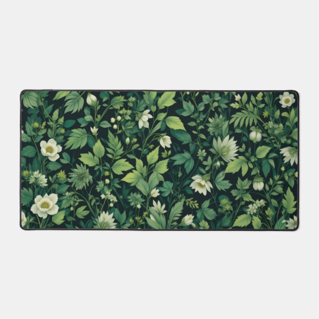 Botanik Art Nouveau Desk Mat - Sage Green Floral Schreibtischunterlage (Vorderseite)