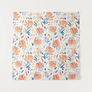 Botanik linocut baroque: floraler nahtloser Hinter Wandteppich