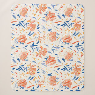 Botanik-Linolschnitt barock: florales nahtloses Hi Sherpadecke