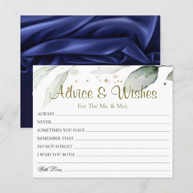Botanique Aquarelle Mariage Conseils Wings Cartes (Devant / Derrière)