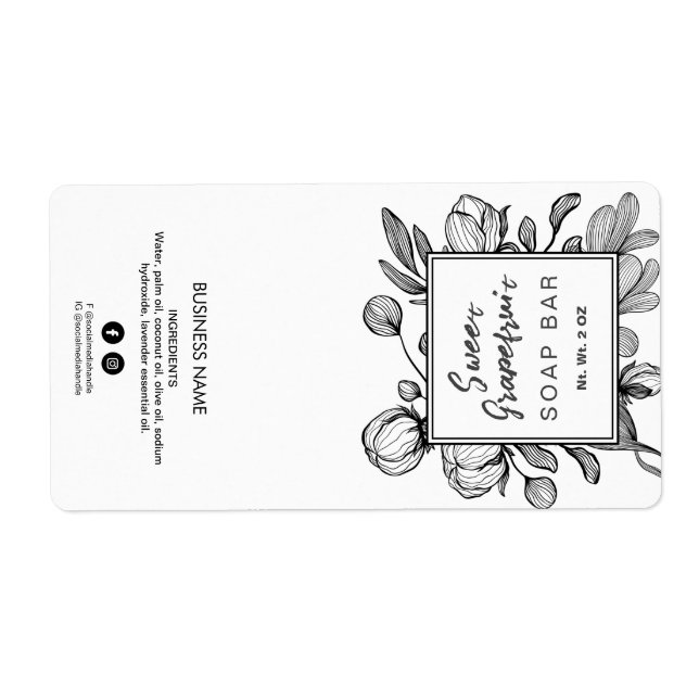 Botanique Blanc Soap Bar Étiquettes (Devant)