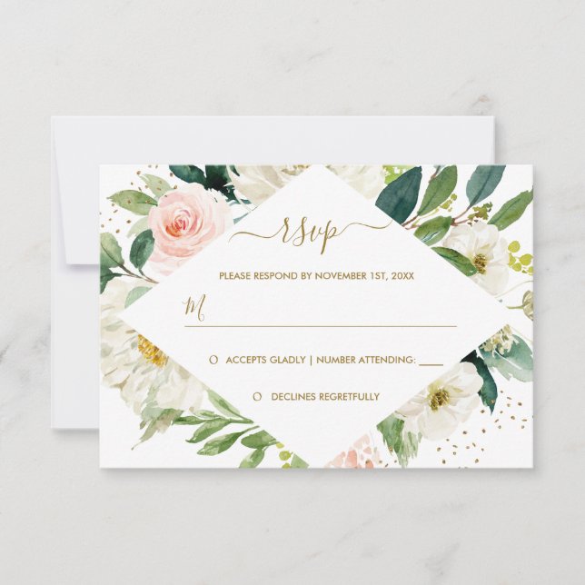 Botanique Blush Gold Floral Wedding RSVP (Devant)