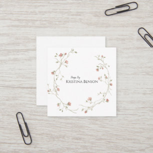 Botanique Boho Carte de visite de plume noir et bl