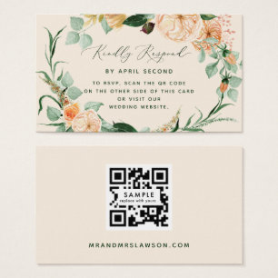 Botanique Boho vert Mariage QR Code carte RSVP