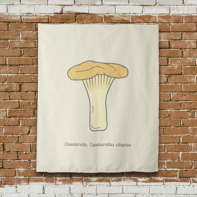 Botanique Chanterelle Tapisserie de champignons (Botanical Chanterelle Mushroom Tapestry)