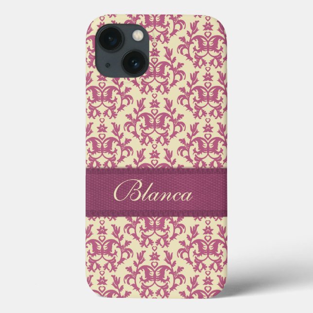 Botanique damas rose prune citron nom iphone coque (Verso)