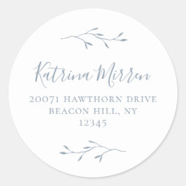 Botanique Dusty Blue Retourner Adresse Sticker