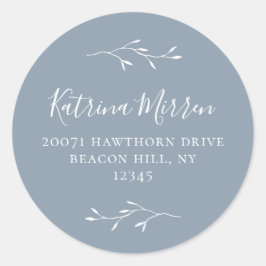 Botanique Dusty Blue Retourner Adresse Sticker