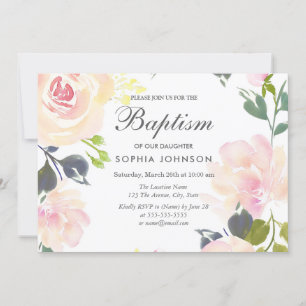 Botanique Élégante Florale Fille Invitation Baptêm