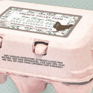 Botanique Étiquette de carton d'oeuf avec Hen et O