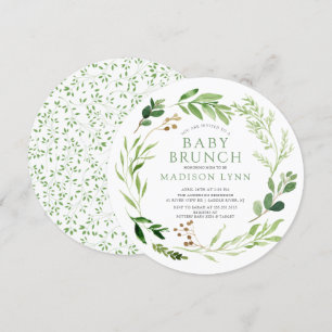 Botanique Feuille verte Bébé Brunch Invitation