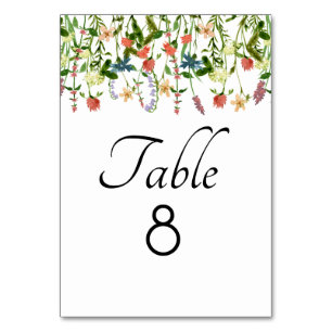 Botanique Floral Numéro de table de mariage