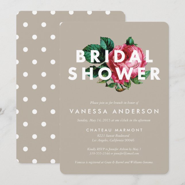 Botanique gras | Invitation de douche nuptiale (Devant / Derrière)