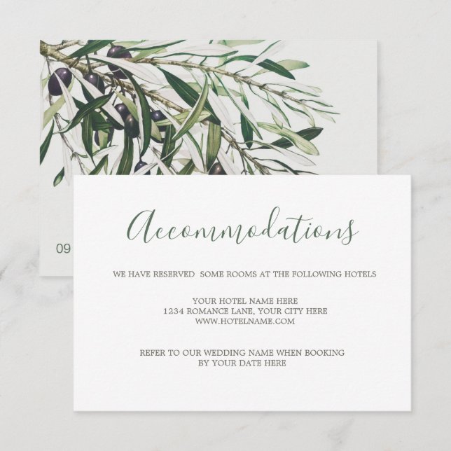 Botanique Mariage de la branche d'olivier RSVP Ca (Devant / Derrière)