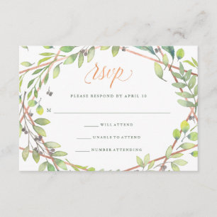 Botanique moderne Mariage en cuivre RSVP