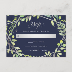 Botanique moderne Silver Look Wedding RSVP
