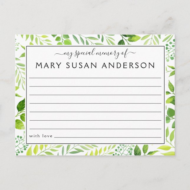 Botanique Partager une carte d'assiduité funéraire (Devant)