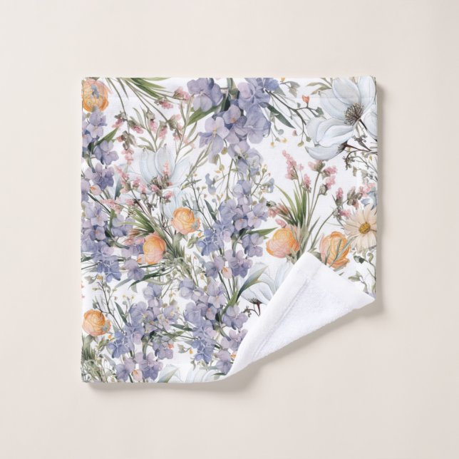 Botanique pastel couleurs fleur sauvage été fleuri (Gant de toilette)