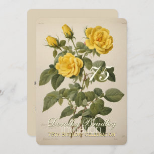 Botanique Rose Jaune 75e anniversaire Invitation