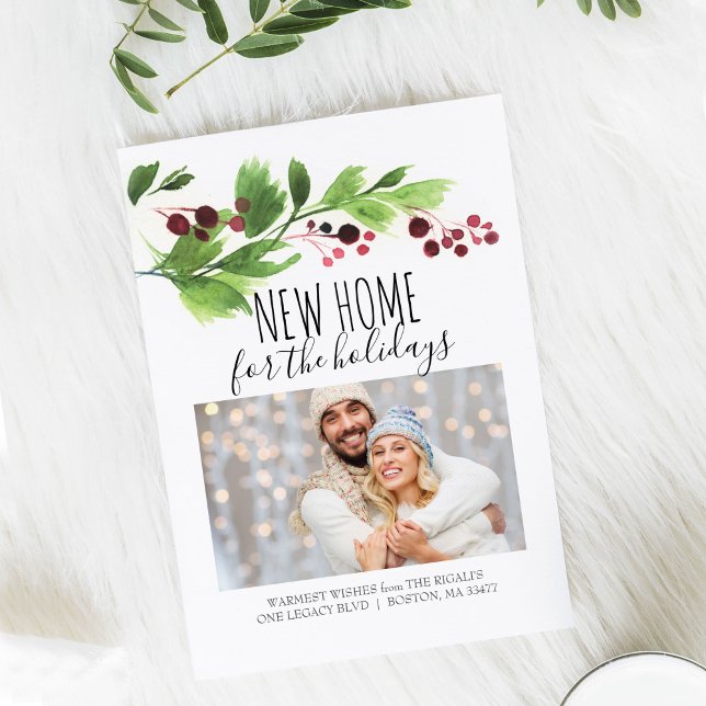 Botanique Rouge & Vert Vacances Moving Faire-part (Créateur téléchargé)