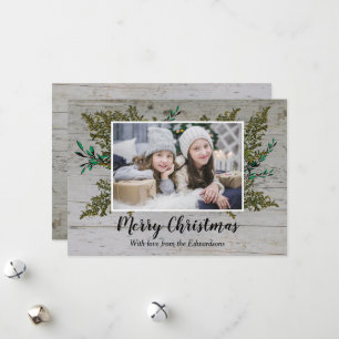 Botanique rustique Joyeux carte photo de Noël