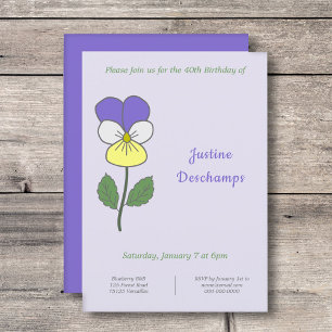Botanique Sauvage Pansy Invitation Anniversaire