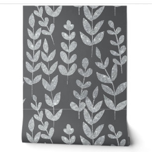 Botanique Sombre Turquoise Vins Feuille Brown Mur 