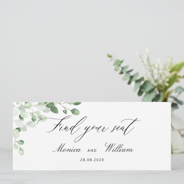Botanique Verdure Floral Mariage Carte Place (Debout devant)