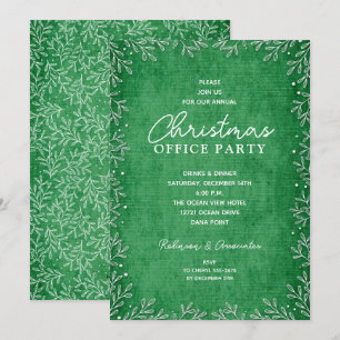 Botaniques blancs chics Green Christmas Invitation