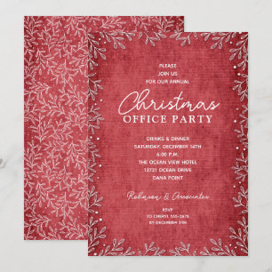 Botaniques blancs chics Red Christmas Invitations