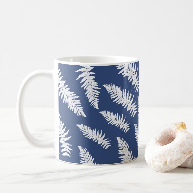 Botanisch-blaues Muster Kaffeetasse (Mit Donut)