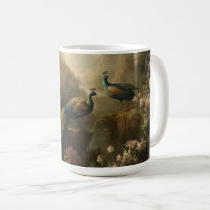 Botanisch: drei Pfauen im englischen Garten Kaffeetasse