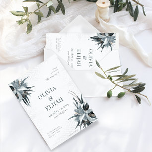 Botanisch Elegant Blau Einladung