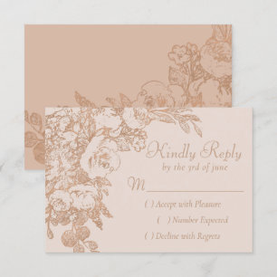 Botanisch elegant Kupfer Rose Gold ausgefeilt RSVP Karte