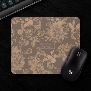Botanisch elegant   Kupfer Rose Gold Floral Mousepad