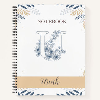 Botanisch elegant mit Initial U Notizbuch