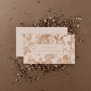 Botanisch elegant   Rosa Rose Gold Floral Visitenkarte