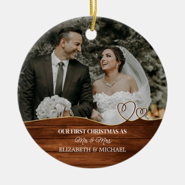 Botanisch elegantes Wasserfarbenspiel zum Hochzeit Keramik Ornament (Vorne)