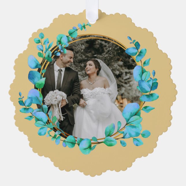 Botanisch elegantes Wasserfarbenspiel zum Hochzeit Ornament Karte (Vorderseite)
