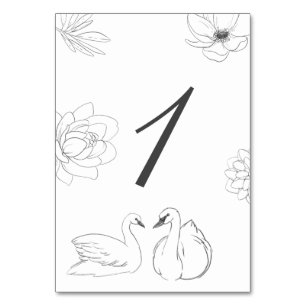 Botanisch floral und Schwan Tischnummer