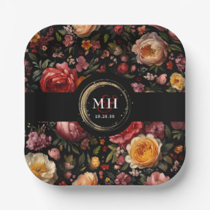 Botanisch-florale Barockzeitschrift Pappteller
