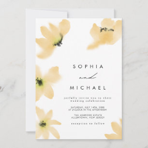 Botanisch-gelbe Blumen Hochzeit im Wasserfarben Einladung