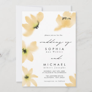 Botanisch-gelbe Blumen Hochzeit im Wasserfarben Einladung